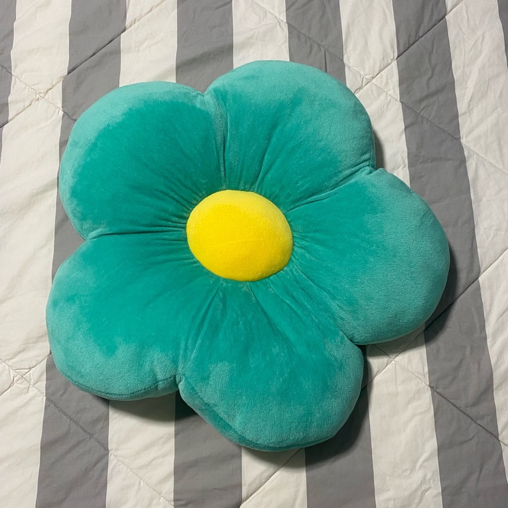 Teal Flower-Shaped Cushion